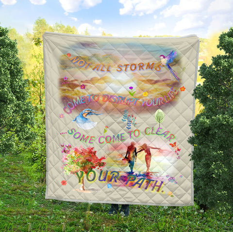 Image of Personalized Inspiration Blanket, Custom Storm Clear Your Path Quote Blanket, Colorful Sky Blanket, Motivation Self Empowerment Blanket
