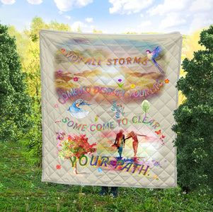 Personalized Inspiration Blanket, Custom Storm Clear Your Path Quote Blanket, Colorful Sky Blanket, Motivation Self Empowerment Blanket