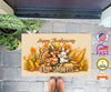 USA MADE Custom Thanksgiving Doormat | Happy Thanksgiving Turkey Farm Custom Name Doormat | Personalized Family Doormat, Thanksgiving Floormat, Kitchenmat Home Decor