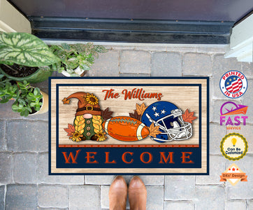 USA MADE Custom Thanksgiving Doormat | Thanksgiving Football Lovers Custom Name Doormat | Personalized Football Doormat, Thanksgiving Floormat, Kitchenmat Home Decor