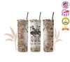 Personalized Cowboy Tumbler, Western Life Is A Rodeo Hold On Tight Tumbler, 20 oz Stainless Steel Skinny Tumblers with Straw