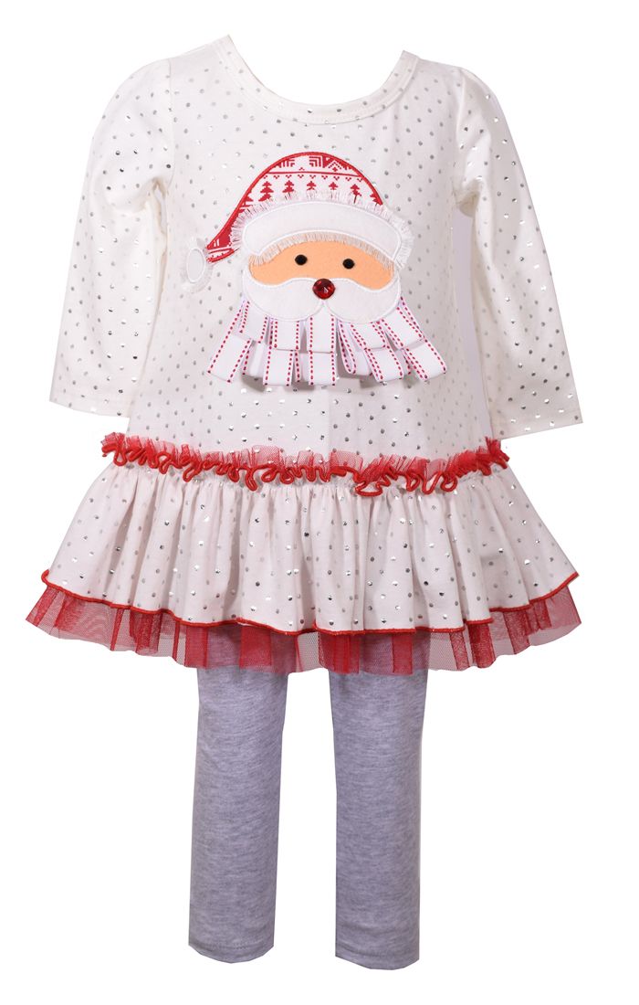 Bonnie Jeans Little Girls Christmas Santa Claus Legging Set