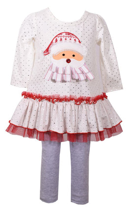 Bonnie Jeans Little Girls Christmas Santa Claus Legging Set