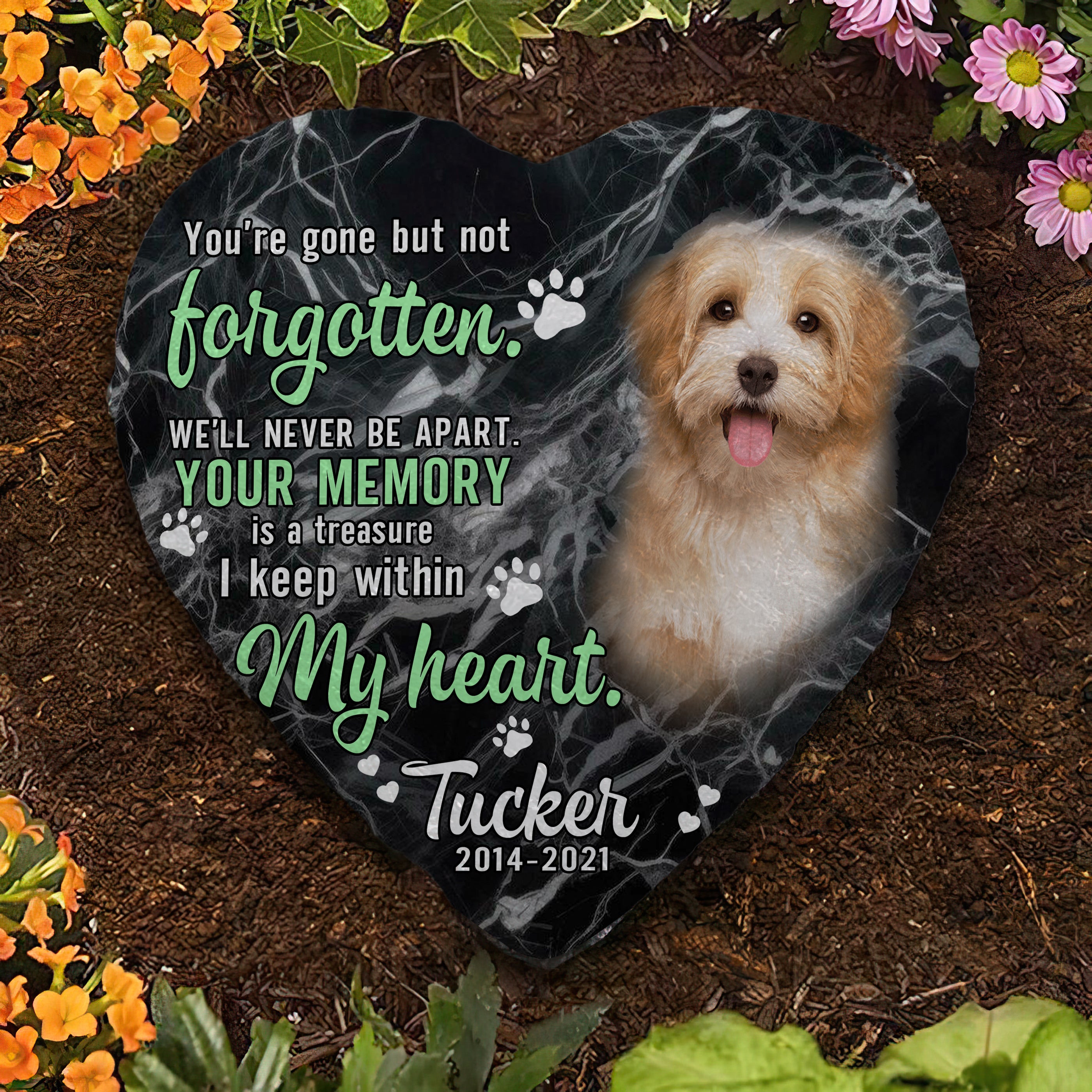 Personalized Pet Memorial Stone With Photo, "You're Gone But Not Forgotten" Dog Cat Grave Stone, Pet Headstone Custom Gifts