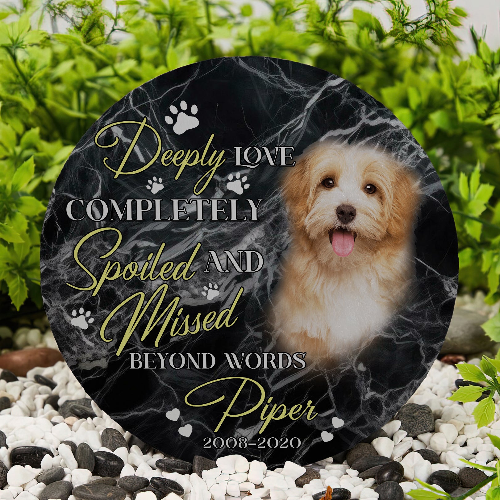 Personalized Pet Memorial Stone With Photo, Deeply Love Completely Spoiled And Missed Beyond Words Dog Cat Stone