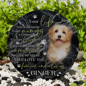 Personalized Pet Memorial Stone With Photo, Your Life Was A Blessing Dog Cat Stone, Pet Sympathy Gifts