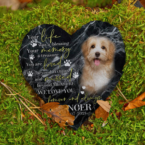 Personalized Pet Memorial Stone With Photo, Your Life Was A Blessing Dog Cat Stone, Pet Sympathy Gifts