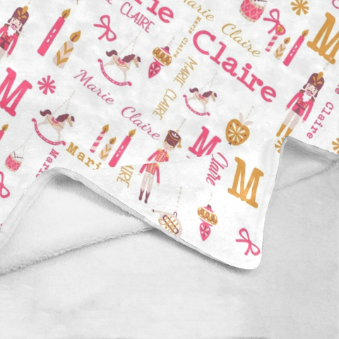 Image of Personalized Nutcracker Ballet Blanket, Custom Nutcracker Baby Blanket, Baby Girl Christmas Blanket, Ballet Blanket for Girl, Christmas Gift