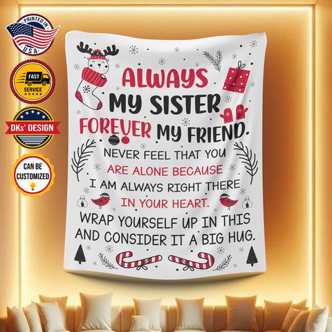 Image of Personalized Christmas Blanket, Custom Sister Christmas Blanket, To My Sister Blanket, Message Blanket, Blanket For Sister, Christmas Gift