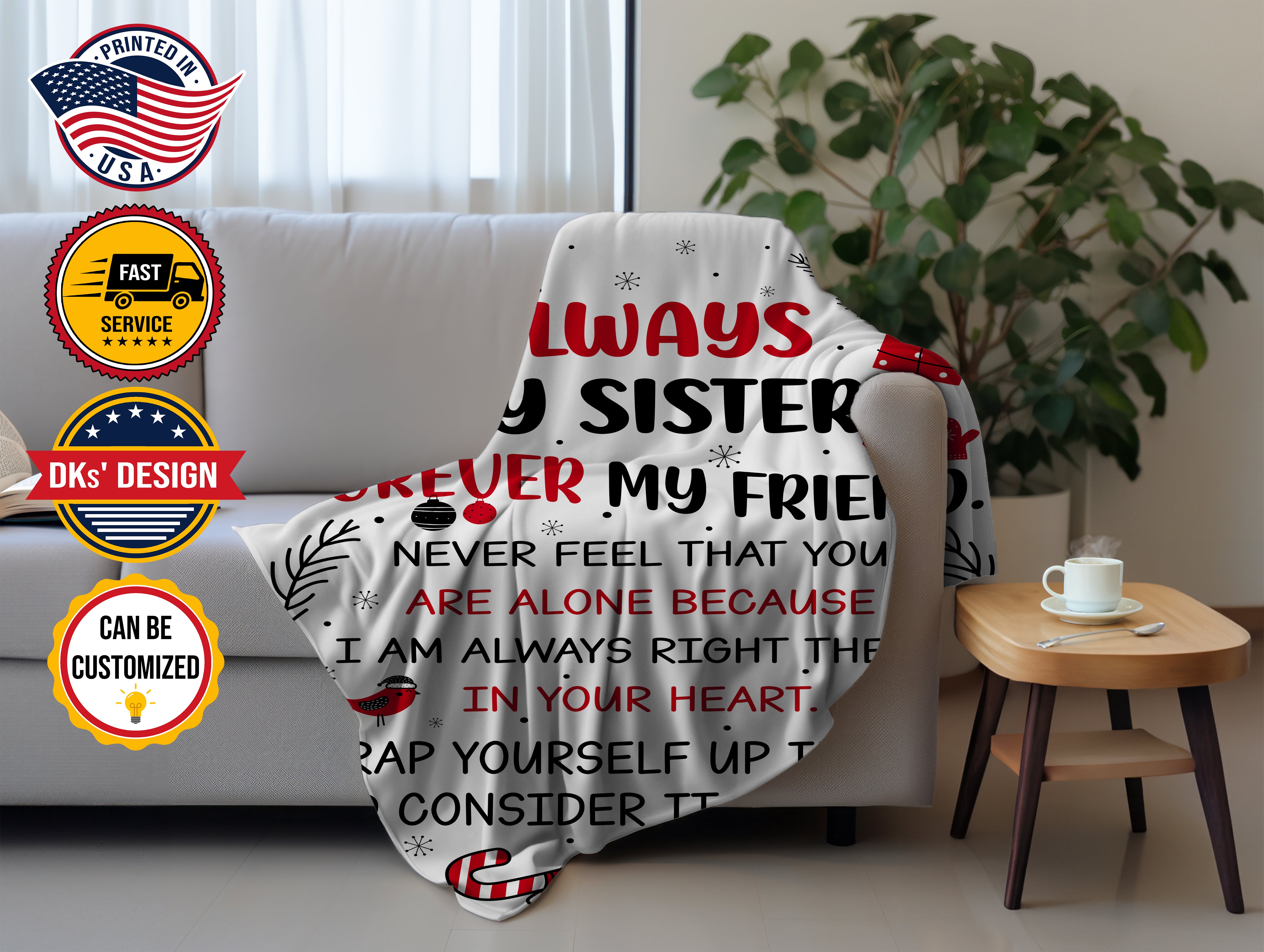 Personalized Christmas Blanket, Custom Sister Christmas Blanket, To My Sister Blanket, Message Blanket, Blanket For Sister, Christmas Gift