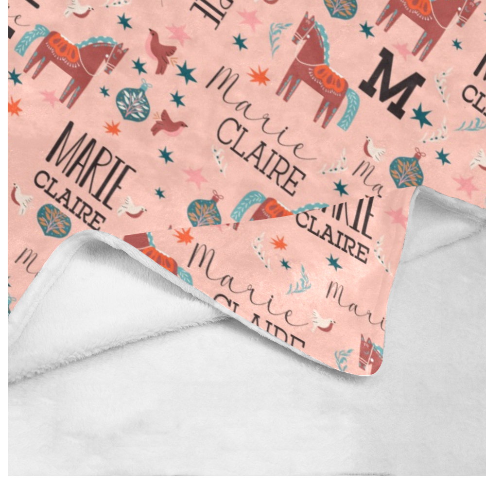 Personalized Christmas Horse Blanket, Custom Western Christmas Blanket, Cowboy Christmas Blanket, Horse Lover Blanket, Christmas Gift