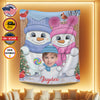 Personalized Christmas Blanket, Custom Snowman Baby Christmas Blanket, Snowman Family Christmas Blanket, Christmas Gift