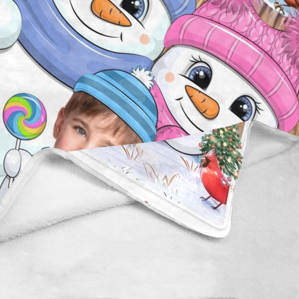Personalized Christmas Blanket, Custom Snowman Baby Christmas Blanket, Snowman Family Christmas Blanket, Christmas Gift