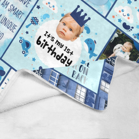 Personalized Birthday Blanket, Custom Baby Boy Blanket, 1st Birthday Boy Blanket, Baby Birthday Blanket, Baby Boy Blanket, Birthday Gift
