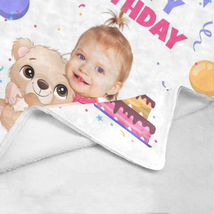 Personalized Baby Blanket, Custom Name Blanket, Happy Birthday Baby Girl Blanket, Baby Birthday Blanket, Baby Girl Blanket, Birthday Gift