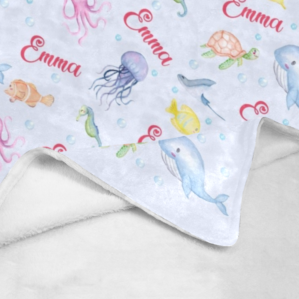 Personalized Baby Blanket, Custom Sea Animals Baby Blanket, Under The Sea Blanket, Ocean Baby Blanket, The Sea Nursery Blanket