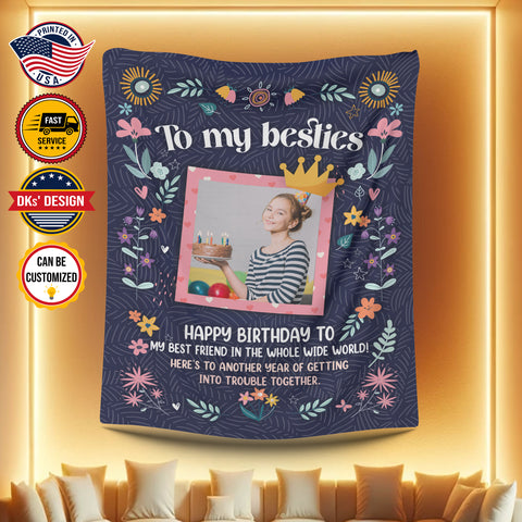 Image of Personalized Besties Blanket, Custom Bestie Birthday Blanket, To My Bestie Blanket, Message Blanket, Best Friend Blanket, Birthday Gift