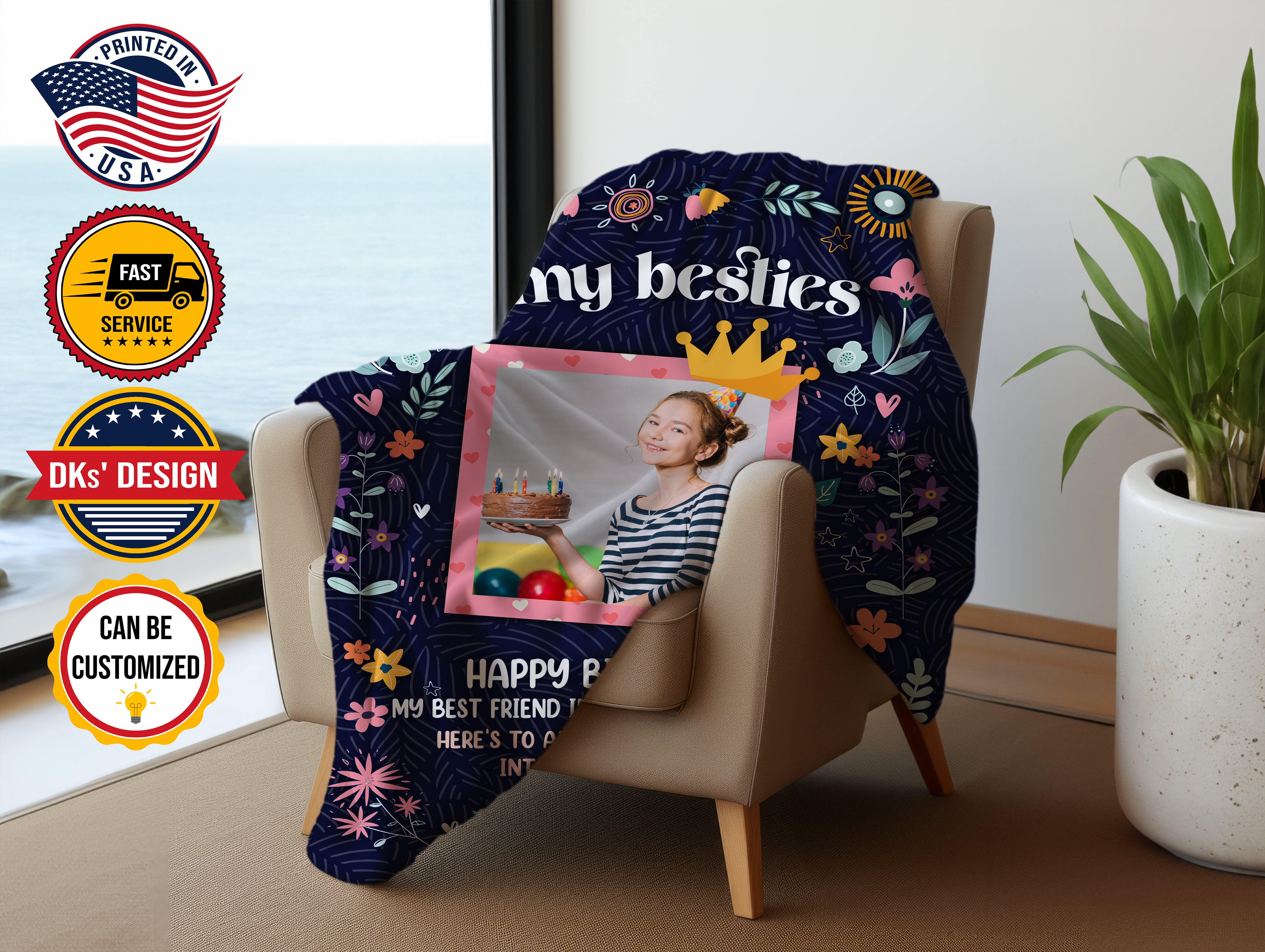 Personalized Besties Blanket, Custom Bestie Birthday Blanket, To My Bestie Blanket, Message Blanket, Best Friend Blanket, Birthday Gift
