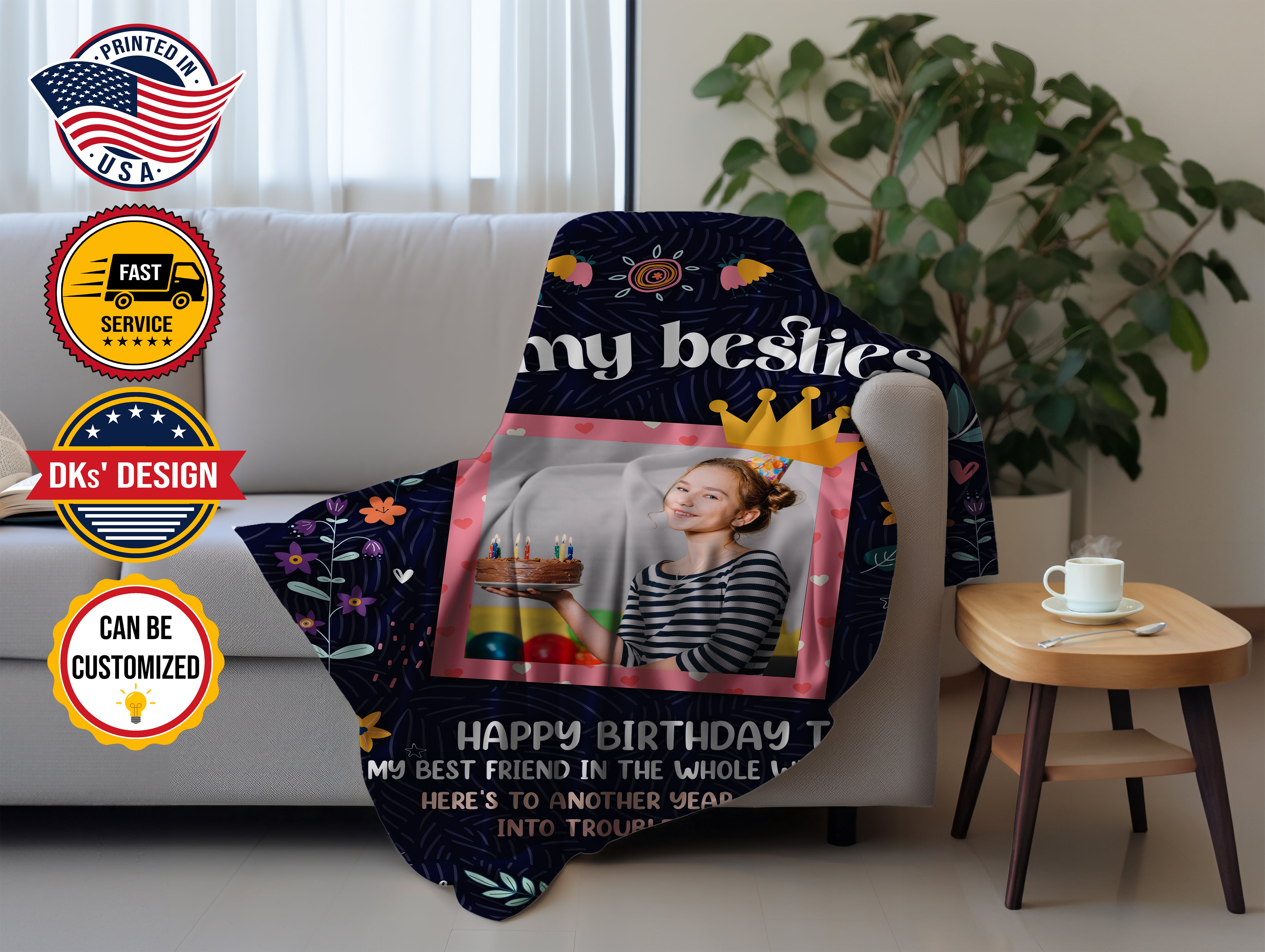 Personalized Besties Blanket, Custom Bestie Birthday Blanket, To My Bestie Blanket, Message Blanket, Best Friend Blanket, Birthday Gift