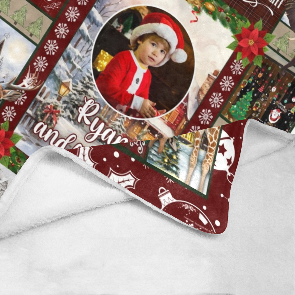 Personalized Christmas Blanket, Custom Baby And Friends Blanket, Christmas Animals Blanket, Christmas Friends Blanket, Christmas Gift