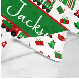 Personalized Christmas Blanket, Custom Baby Blanket, Christmas Theme Blanket, Baby Christmas Rainbow Train Blanket, Christmas Gift