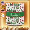 Personalized Christmas Blanket, Custom Baby Blanket, Christmas Theme Blanket, Baby Christmas Rainbow Train Blanket, Christmas Gift