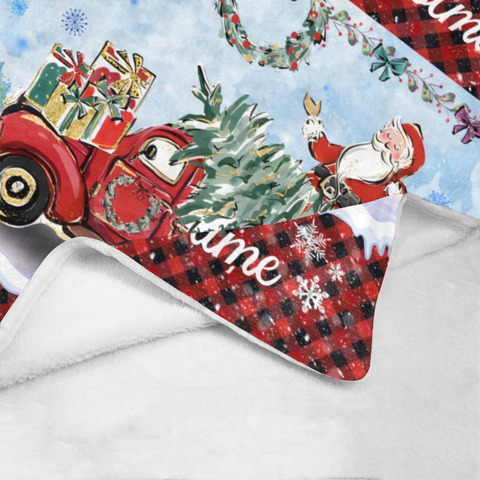 Image of USA Printed Custom Blanket, Baby Christmas Custom Name Blanket, Personalized Kid Blanket, Christmas Tree Truck Blanket, Christmas Baby 2023 Blanket, Girl Blanket, Christmas Sherpa Blanket, Fleece Blanket, Baby Shower Gift, Christmas Gifts
