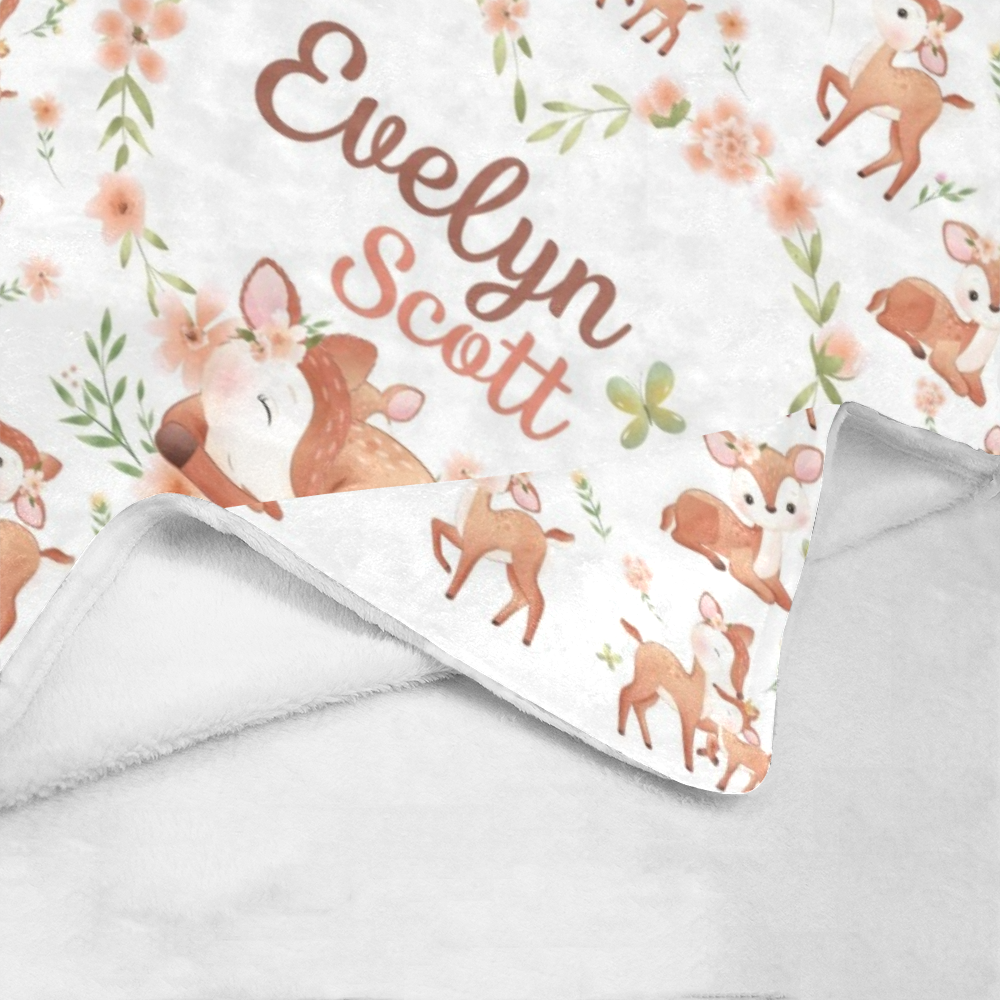 Personalized Baby Blanket, Custom Baby Deer Blanket, Deer Baby Blanket, Woodland Baby Blanket, Deer Nursery Blanket, Baby Shower Gift