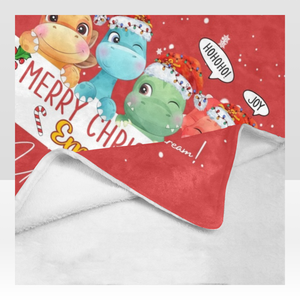 USA Printed Custom Blanket, Dinosaur Christmas Blanket, Personalized Blanket, Dinosaur Baby Blanket, Christmas Custom Dino Name Blanket, Girl Blanket, Christmas Baby Sherpa Blanket, Fleece Blanket, Baby Shower Gift, Christmas Gifts