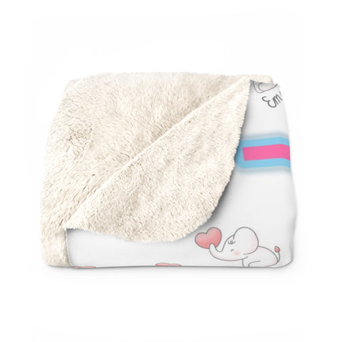 Image of Personalized Baby Blanket, Custom Baby Girl Elephant Blanket, Girl Blanket, Initial Blanket, Elephant Name Blanket, Baby Shower Gift
