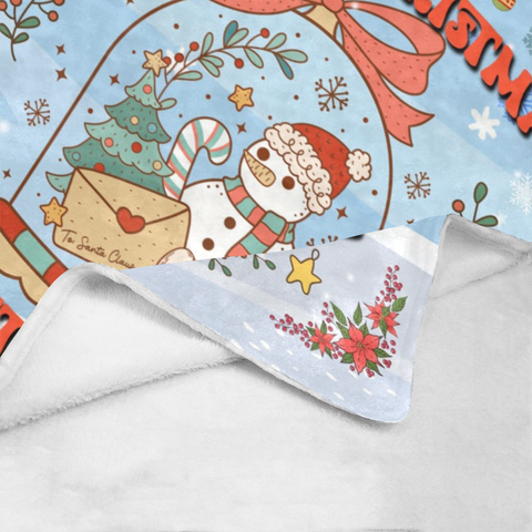 Image of USA Printed Custom Blanket, Baby Christmas Snowman Blanket, Personalized Kid Blanket, Christmas Baby Blanket, Custom Name Blanket, Baby Girl Snowman Blanket, Christmas Sherpa Blanket, Fleece Blanket, Baby Shower Gift, Christmas Gifts