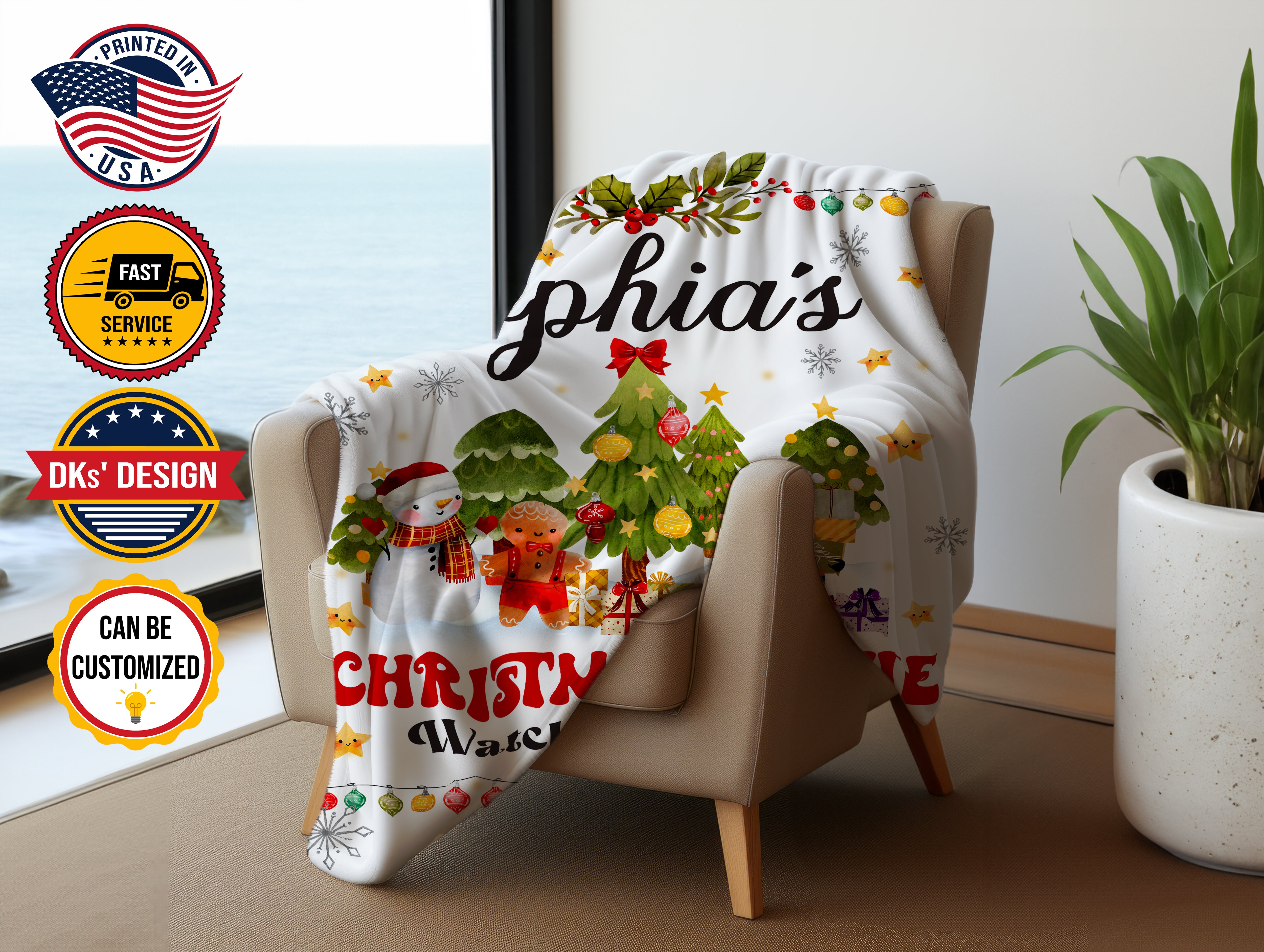 Personalized Christmas Blanket, Custom Baby Christmas Movie Watching Blanket, Baby Christmas Blanket, Baby Shower Gift