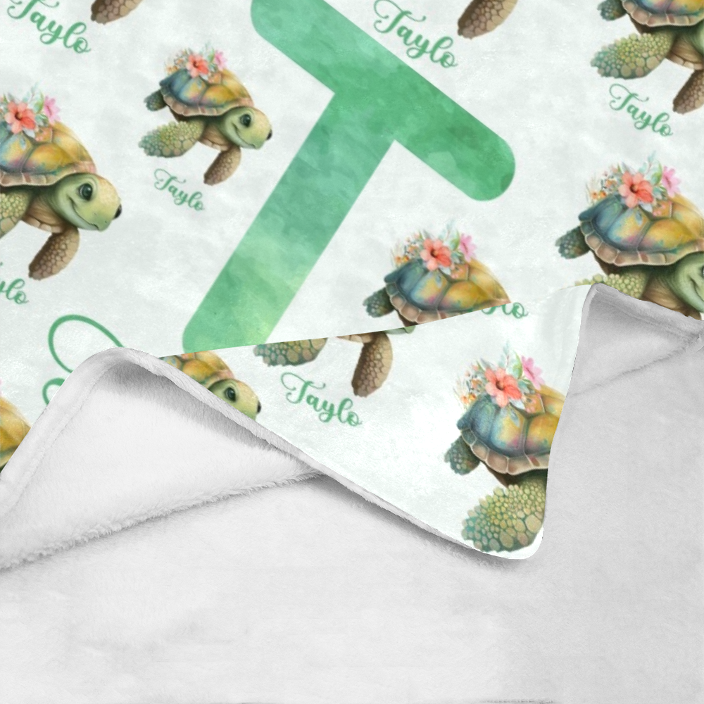 Personalized Baby Blanket, Custom Honu Turtle Baby Blanket, Baby Girl Sea Turtle Blanket, Girl Ocean Blanket, Hawaiian Turtle Blanket