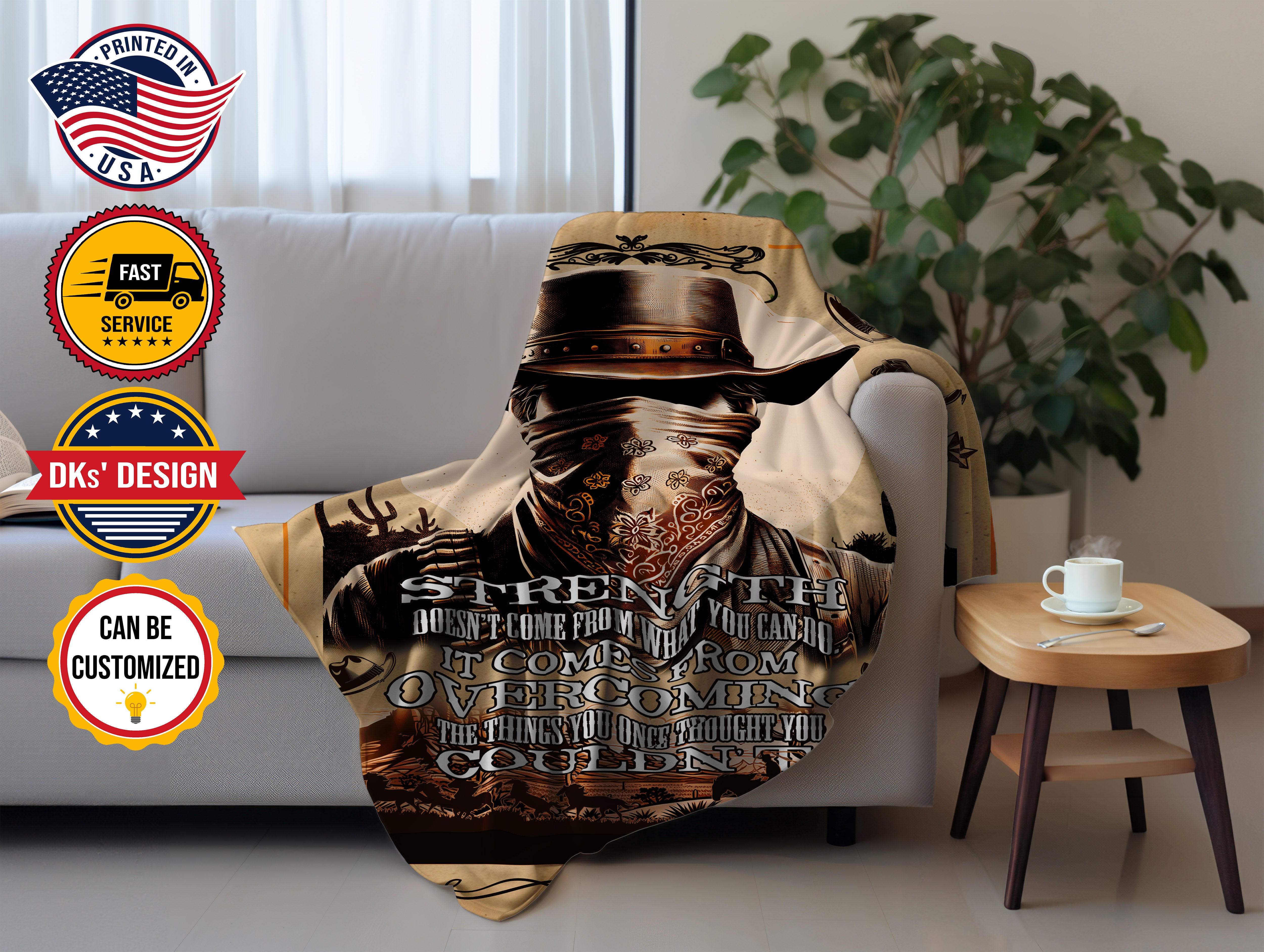 Personalized Cowboy Blanket, Custom Wild West Cowboy Blanket, Western Cowboy Blanket, Message Blanket, Cowboy Gift