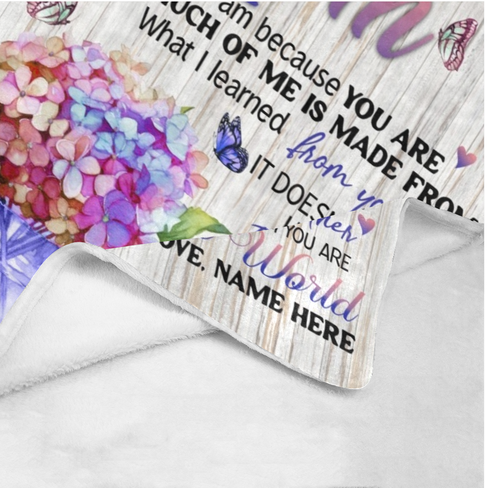Personalized Hydrangea Mom Blanket, Custom To My Mom Blanket, Message Blanket, Hydrangea Blanket For Mom, Mother's Day Gift
