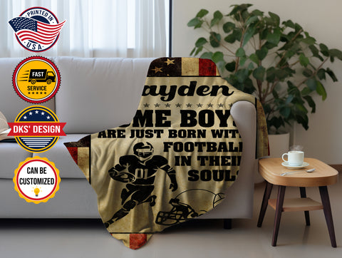 Image of Personalized Football Blanket, Custom Son American Football Blanket, To My Son Blanket, Football Lovers Blanket, Message Blanket, Sport Blanket