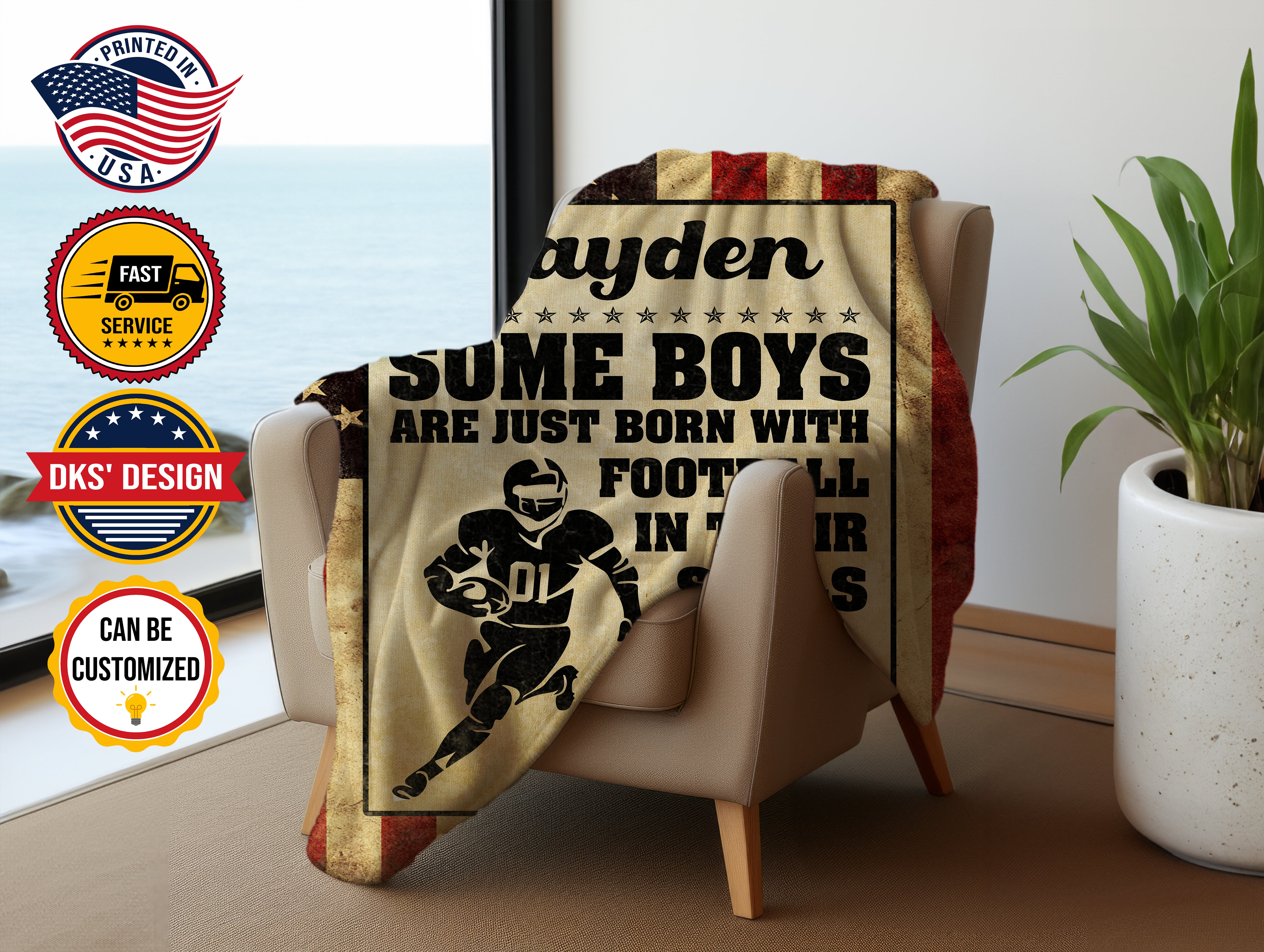 Personalized Football Blanket, Custom Son American Football Blanket, To My Son Blanket, Football Lovers Blanket, Message Blanket, Sport Blanket