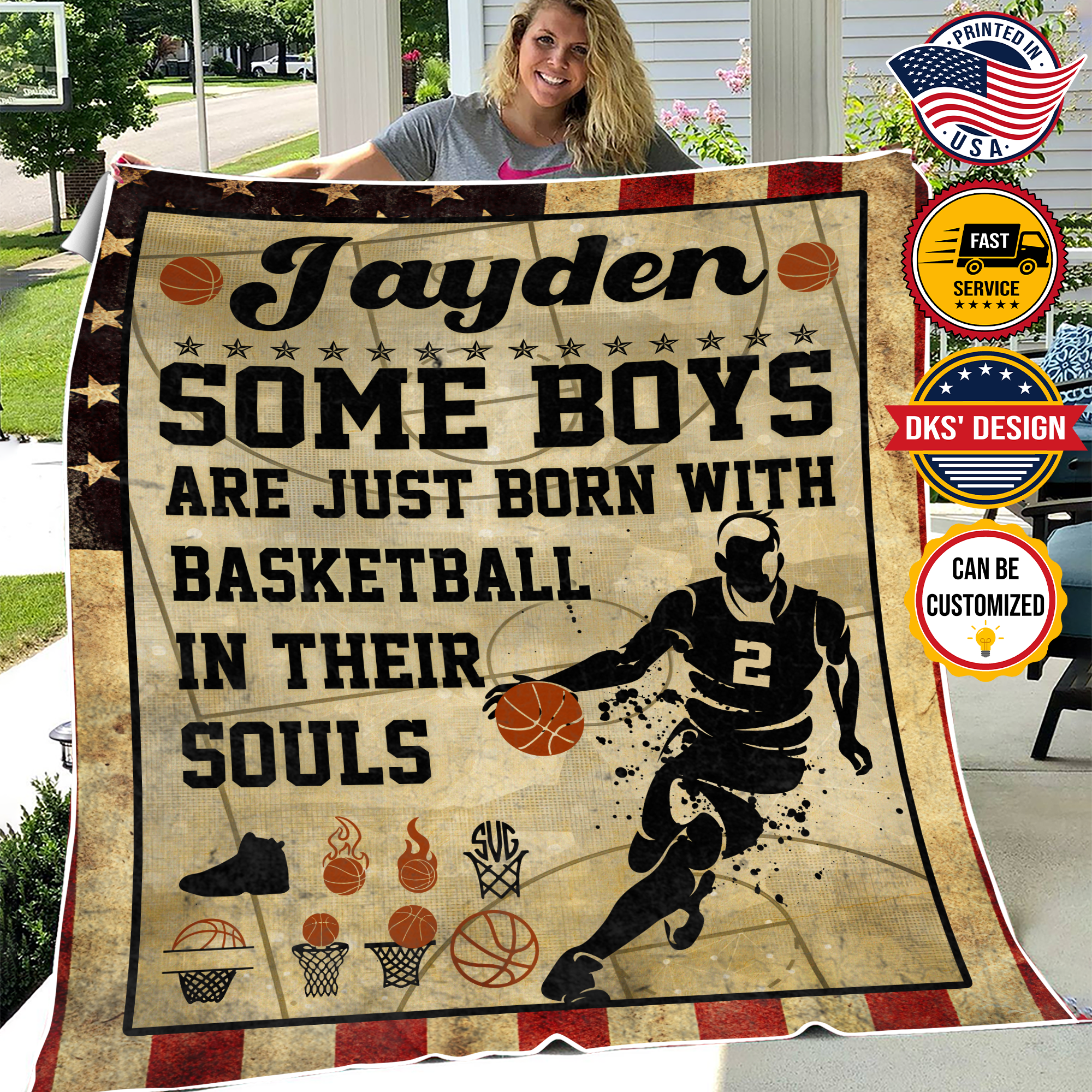 Personalized Baseketball Son Blanket, Custom Name Blanket, Baseketball In Their Souls Blanket, Message Blanket, Sport Blanket, Gift For Son