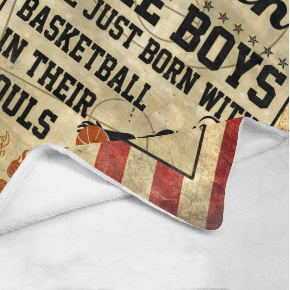 Personalized Baseketball Son Blanket, Custom Name Blanket, Baseketball In Their Souls Blanket, Message Blanket, Sport Blanket, Gift For Son