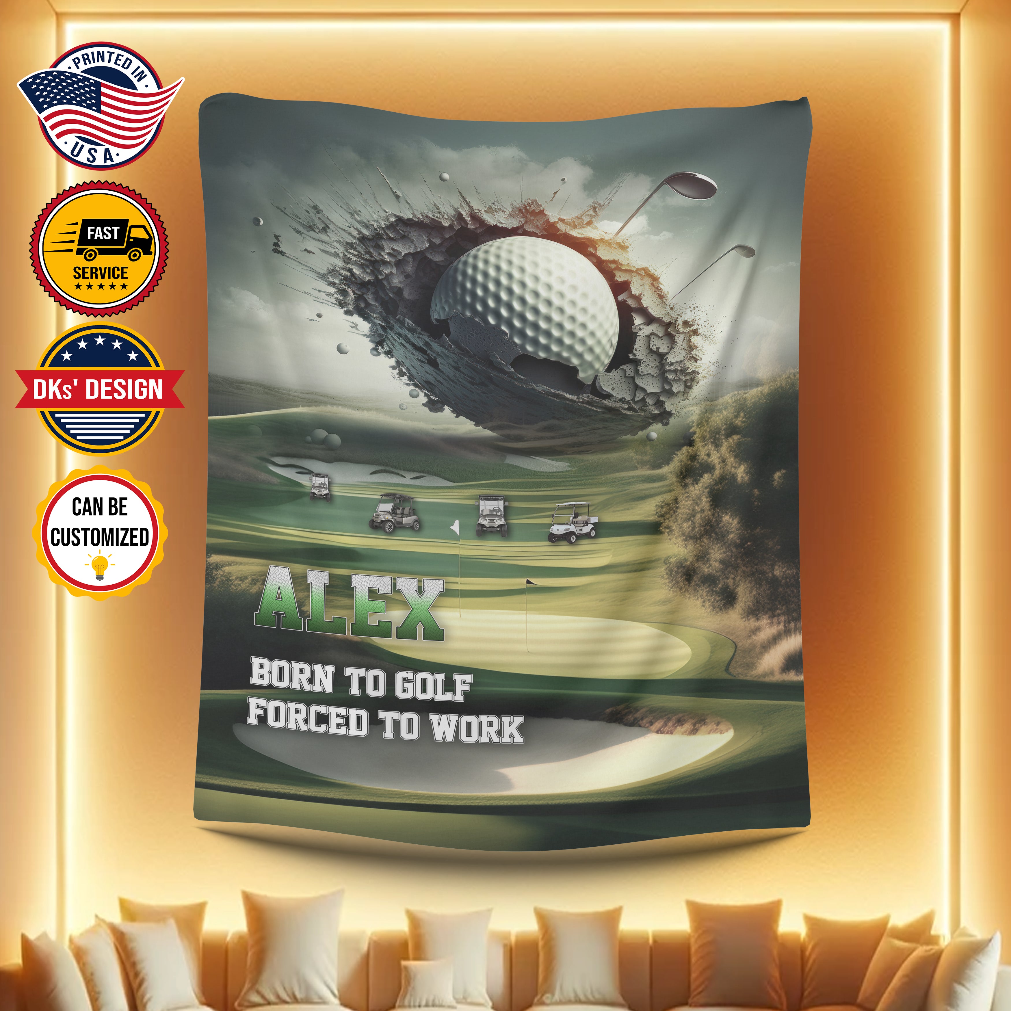 Personalized Sport Golf Blanket, Custom Golf Blanket, Golfing Blanket, Born To Golf Blanket, Goft Baby Blanket, Sport Blanket, Golf Lovers Gift