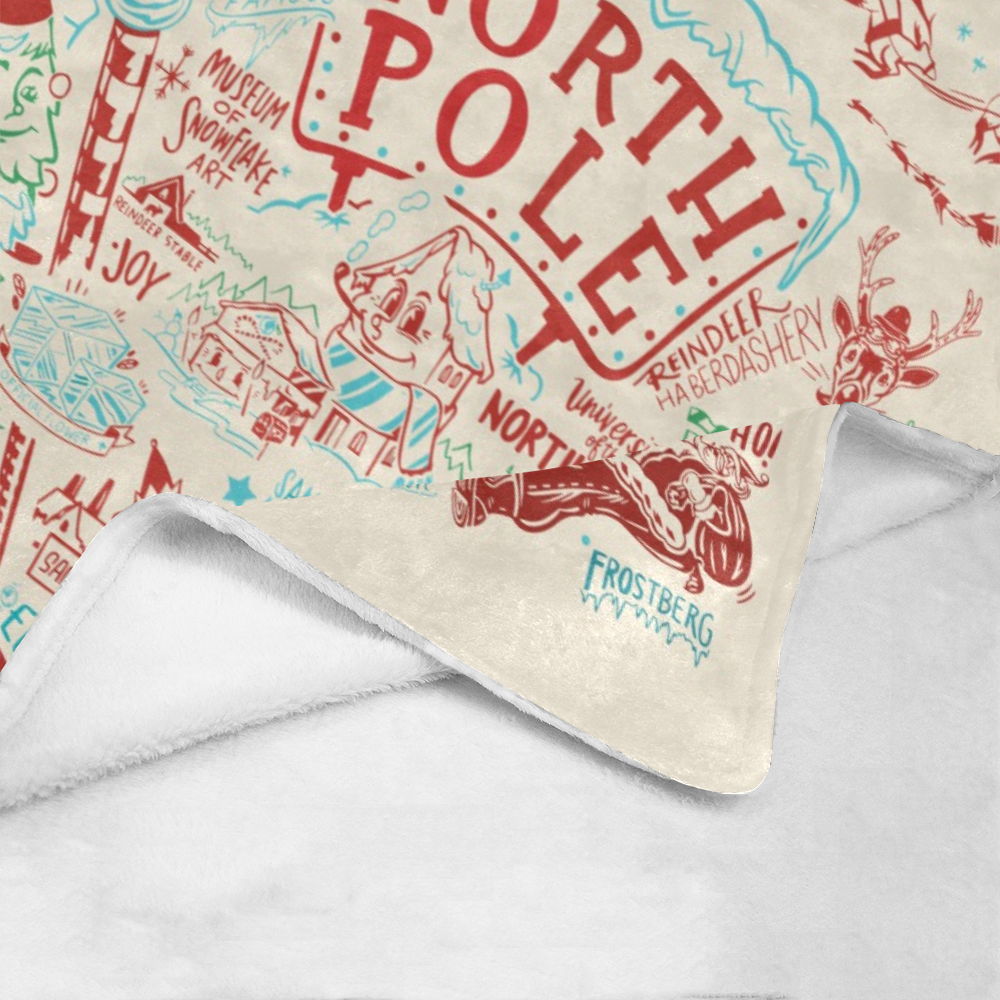 Personalized The North Pole Christmas Blanket, Custom Family Christmas Blanket, North Pole City Blanket, North Pole Map Blanket, Christmas Gift
