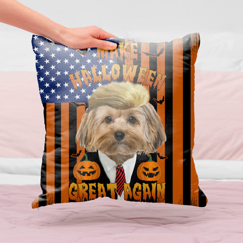 Image of Custom Dog Cat Halloween Pillow| TRUMP Style Pillow -Made Halloween Great Again Pillow, Decorative Pillow Case, Halloween Pillow Cover