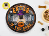 Personalized Pet Photo Door Hanger, "Enter If You Dare" Dog Cat Halloween Round Wooden Sign, Halloween Round Sign