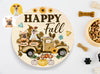 Personalized Pet Photo Door Hanger, "Happy Fall" Dog Cat Round Wooden Sign, Happy Fall Autumn Dog Sign