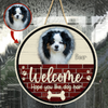 Personalized Pet Photo Door Hanger, "Welcome Hope You Like Dog Hair" Dog Cat Round Wooden Sign