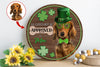Personalized Pet Photo Door Hanger, "All Guest Must Be Approved" St. Patrick's Day Dog Cat Round Wooden Sign