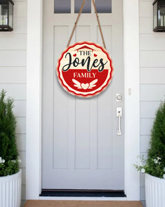 Personalized Valentine Door Hanger, Welcome Family Name Valentine Round Sign, Custom Family Name Sign, Door Sign