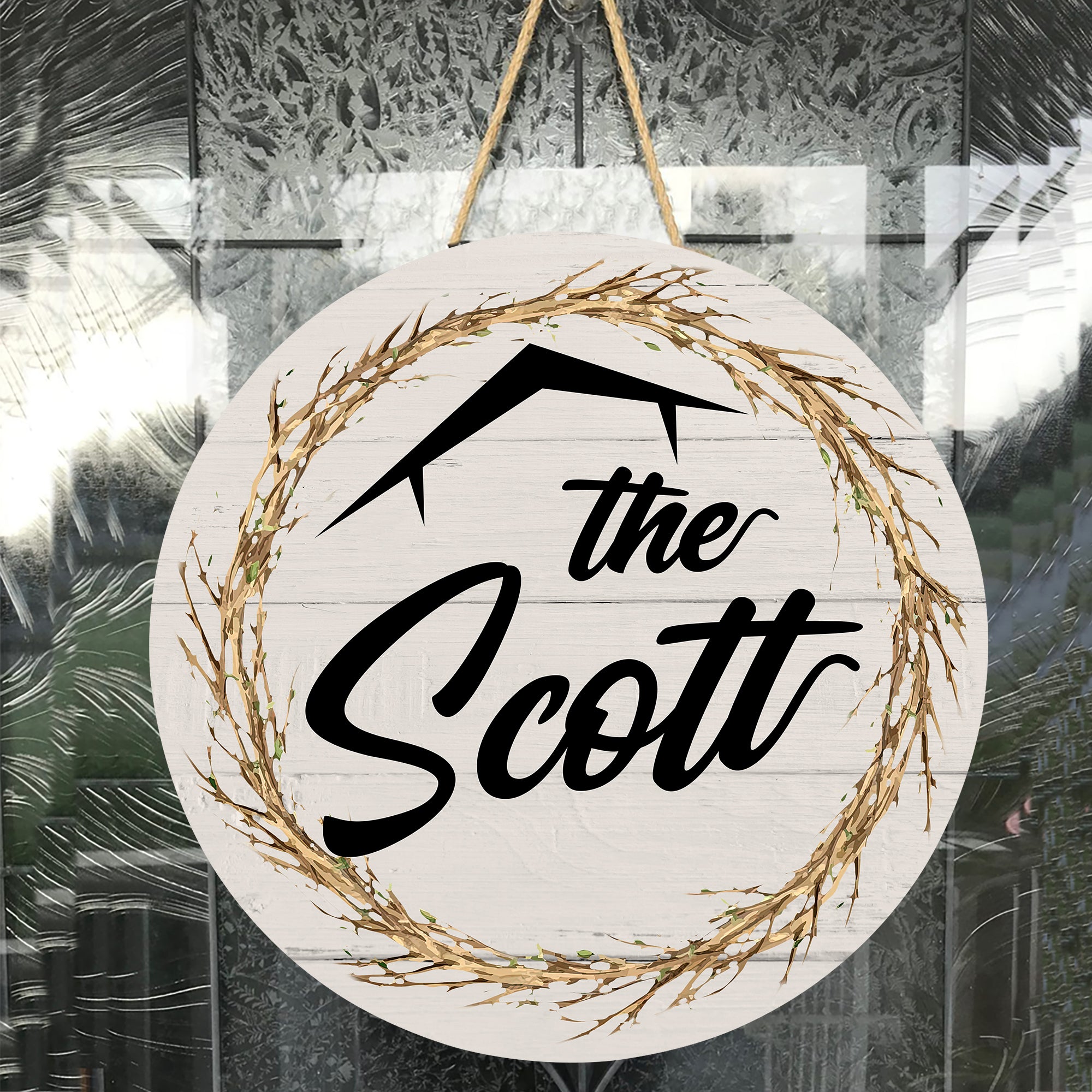 Personalized Door Hanger, The Family's Name Welcome Round Sign, Custom Family Name Sign, Door Sign