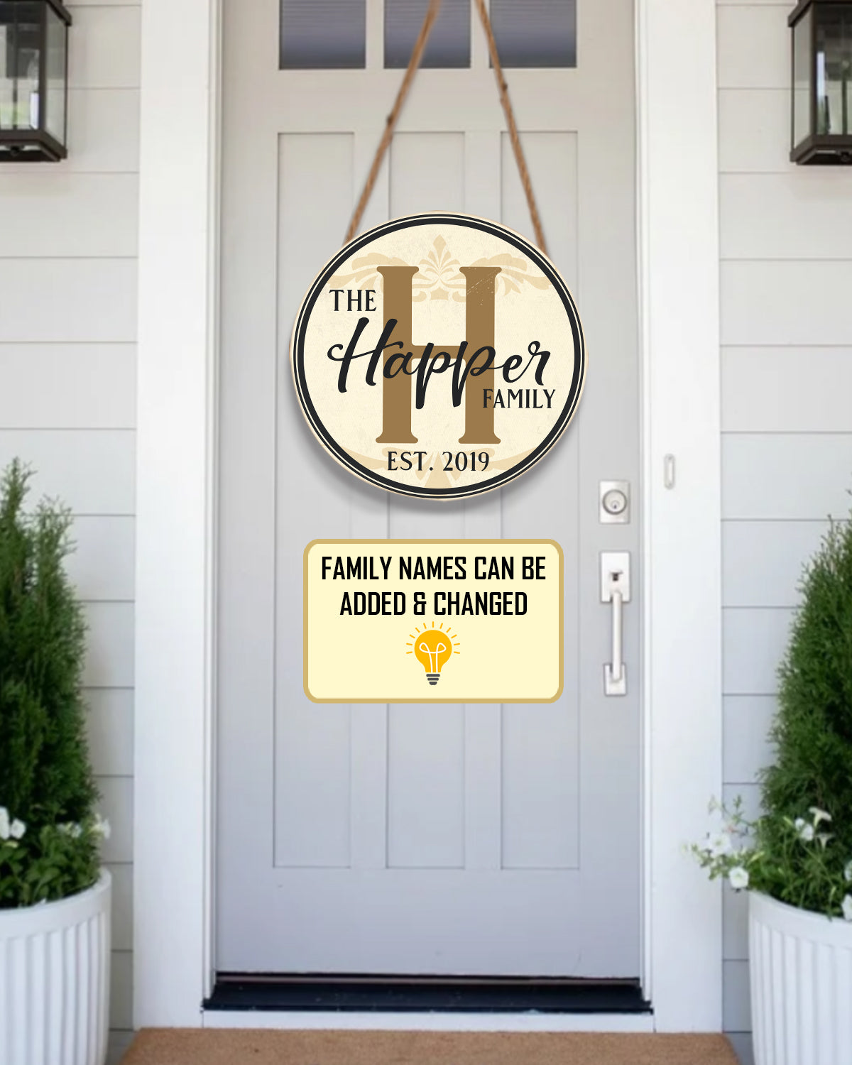 Personalized Door Hanger, Welcome Initial Family Name Round Sign, Custom Family Name Sign, Door Sign