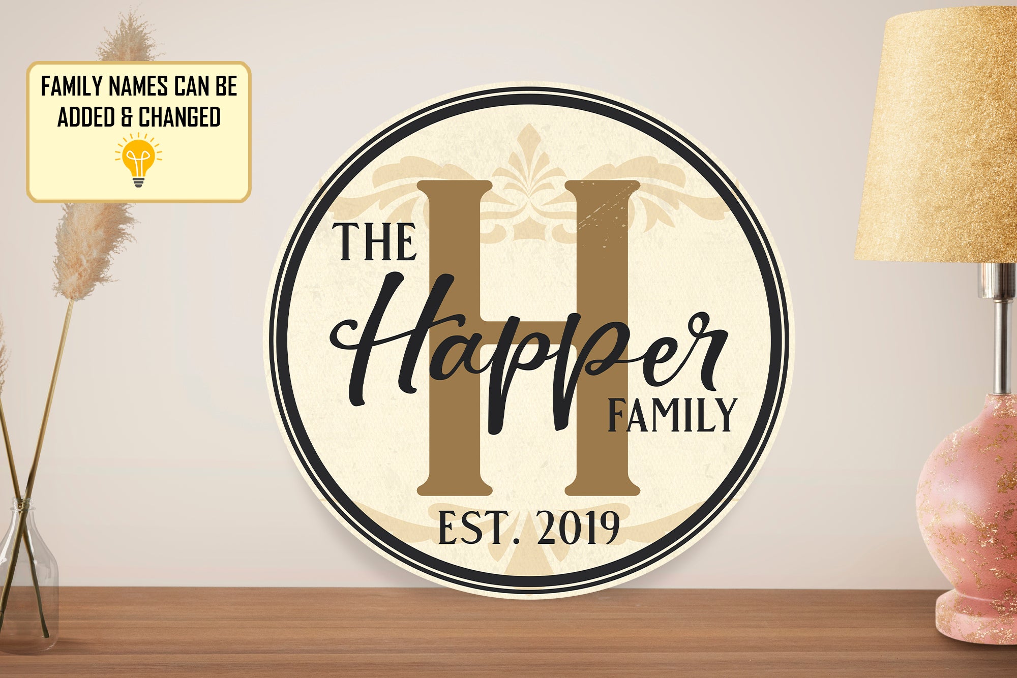 Personalized Door Hanger, Welcome Initial Family Name Round Sign, Custom Family Name Sign, Door Sign